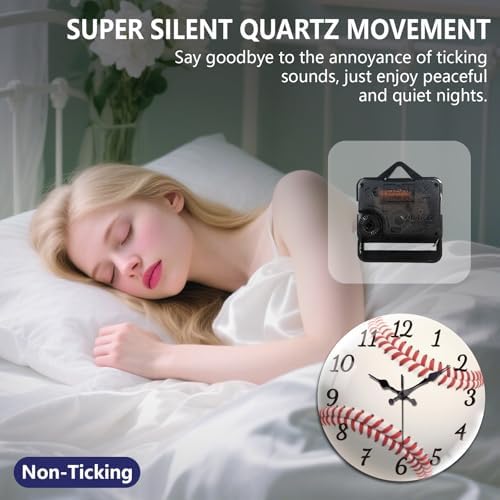 peacoblue Baseball Wall Clocks Battery Operated - Image 4