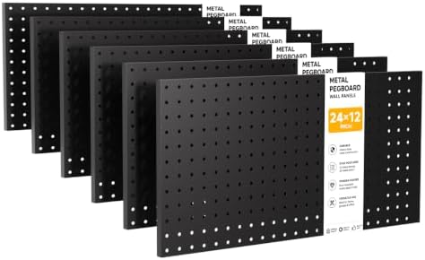 LiSHELF 6 Pack Metal Pegboard Panels, 12 x 24 Inch Heavy Duty Wall Peg Board by Unknown