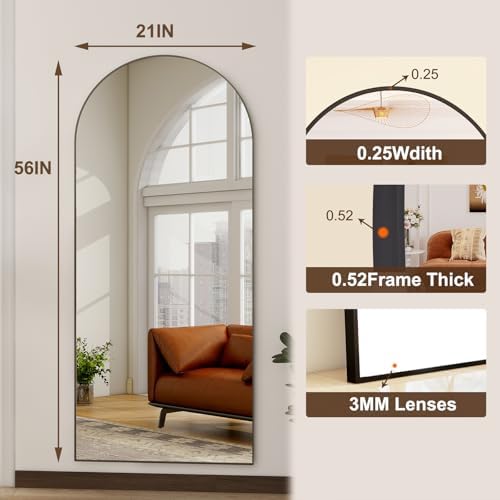 HARRITPURE 56"x21" Arched Full Length Mirror Floor Mirrors - Image 5
