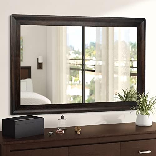 Rustic Wood Wall Mirror for Bathroom, Rectangle 24 x 36 Inch by Culer