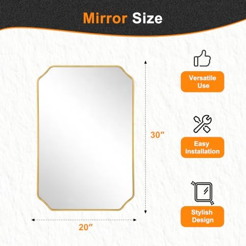 Delma Bathroom Vanity Mirror, Scalloped Round Corner Wall Mirror, - Image 3