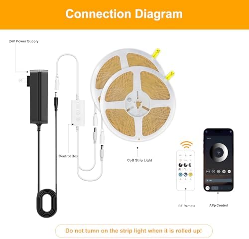 Pandery COB LED Strip Lights Warm White, 24V Dimmable led Light Strip KIT - Image 2
