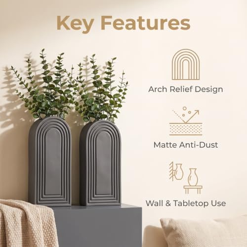 Dnnnii 2 Pack Wooden Wall Vase Set - Image 2