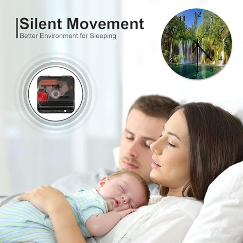 Scenic Nature Wall Clock Silent Non Ticking Battery Operated, Natural Falls - Image 6