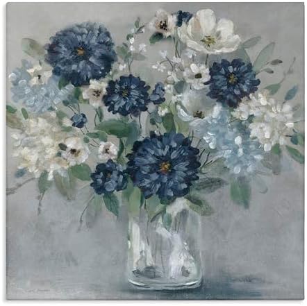 Stupell Industries Blue Mums Bouquet Floral, 17 x 17 Inch Canvas Wall Art by StupellIndustries