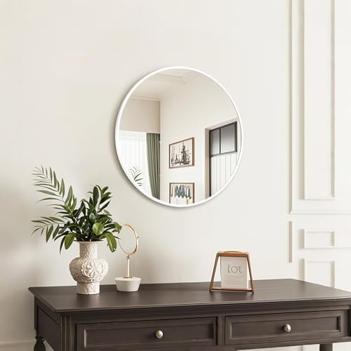 White Round Mirror 18 Inch, Wall Circle Mirror - Image 4