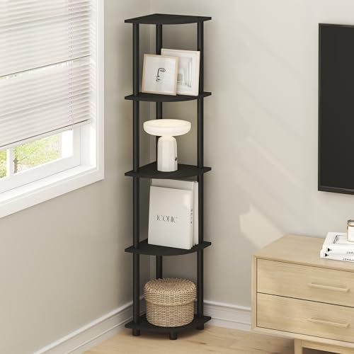Furinno Turn-N-Tube Corner Shelf, 5-Tier Corner Bookshelf, Open Storage Shelves - Image 2