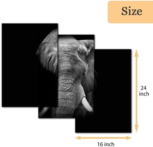 Pacimo 3 Pieces Wall Art for Living Room Elephant Canvas Wall Decor for Bedroom - Image 4