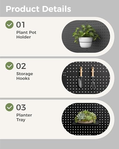 Bamworld Wall Plant Shelf Wall Mounted Plant Stand Plant Holder Pegboard - Image 6