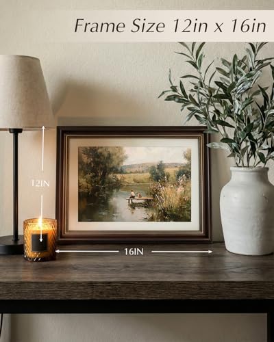 VIYYIEA Landscape Wall Art, Nature Country Lake Scene Prints 16x12 in - Image 4