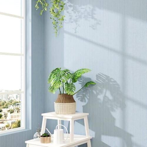 mamonhome Blue Grasscloth Textured Wallpaper 24in X 393in Fabric Contact Paper - Image 3