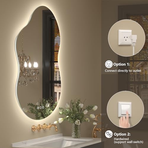 24x36 Inch Irregular Backlit LED Lighted Vanity Mirror - Image 6