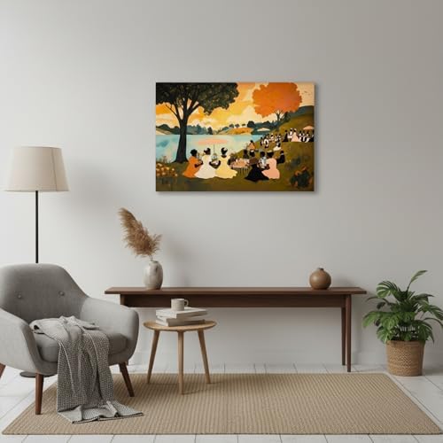 Black People Canvas Wall Art Joyful Outdoor Gathering Poster 16x24IN Framed - Image 3