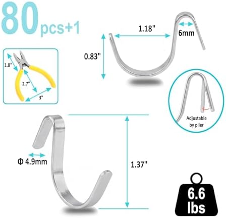 Pegboard J Hooks Silver 80pcs Peg Board Metal Tool Hangers - Image 2