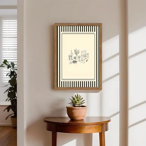 Framed Vintage Striped Kitchen Wall Art, Cozy Dining Table Supper Canvas Print - Image 2