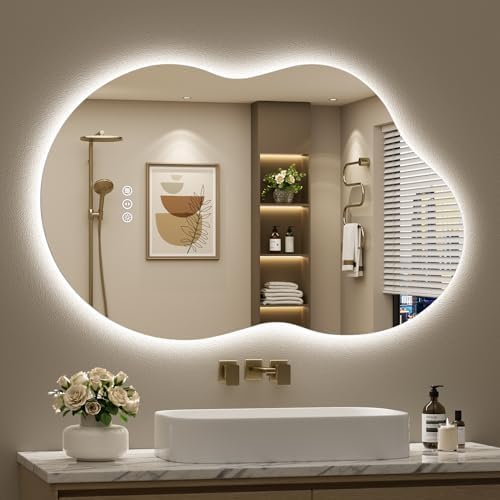 24x36 Asymmetrical LED Mirror for Bathroom Lighted Vanity Mirror by Awandee