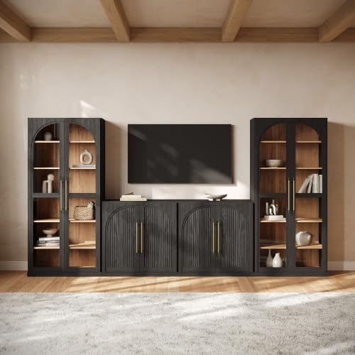 BELLEZE Jagger 128" Wall Unit 4-Piece Modular TV Stand - Image 5