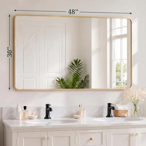 Bathroom Mirror for Wall, 48x30 Inch HD Tempered Glass Vanity Mirror - Image 2