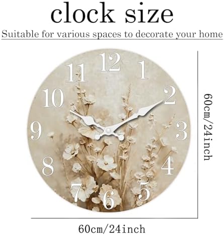 XNM Farmhouse Wooden Wall Clocks Battery Operated 24 Inch - Image 3