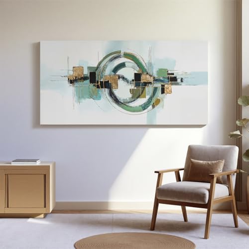 YISXINOAG Sage Green Gold Geometric Wall Art Minimalist Abstract 24"X48" - Image 3