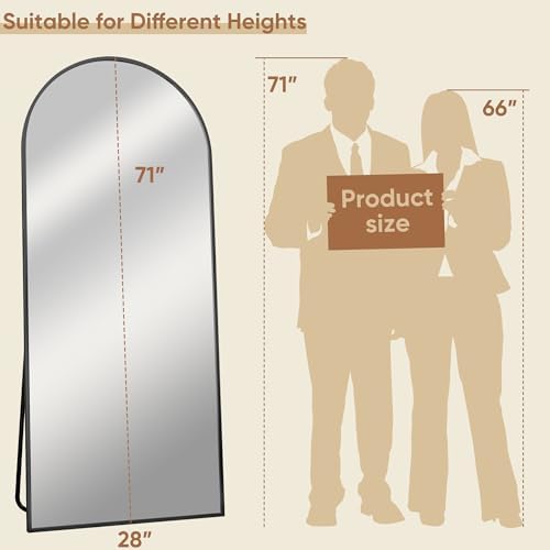 71"x28" Arched Full Length Mirror, Standing Floor Mirror - Image 4