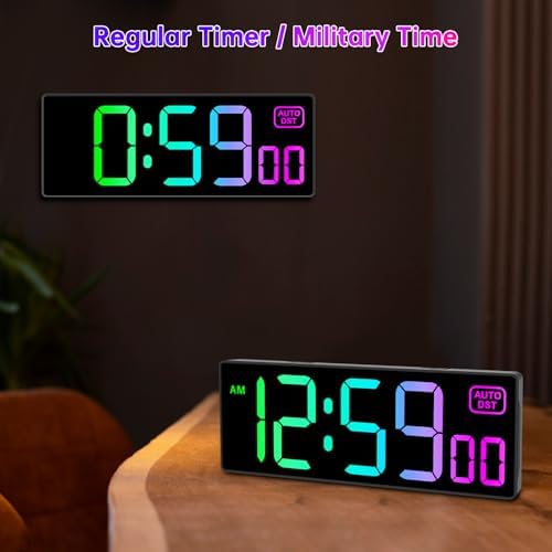 Soobest Large LED Digital Wall Clock 8 RGB Color Changing Display - Image 3