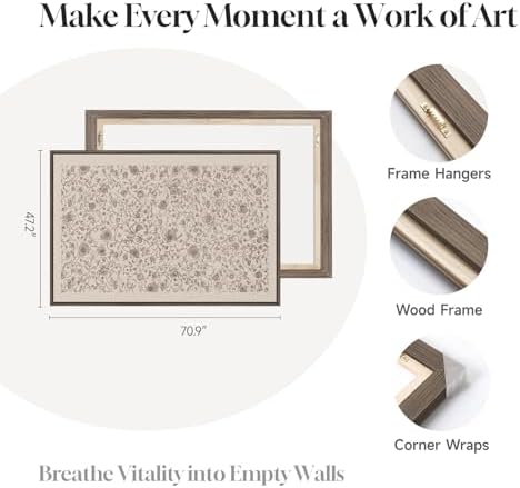 Extra Large Framed Neutral Vintage Floral Wall Art - Image 6