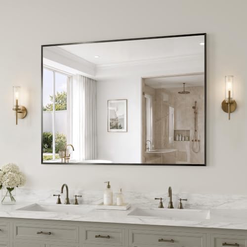 30"x40" Black Bathroom Mirror Wall Mounted by MYSUNORIA