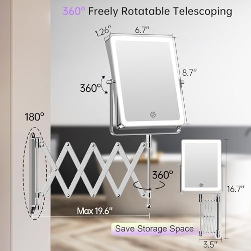 FASCINATE 8.7" 5000mAh Rechargeable Wall Mounted Makeup Mirror - Image 2