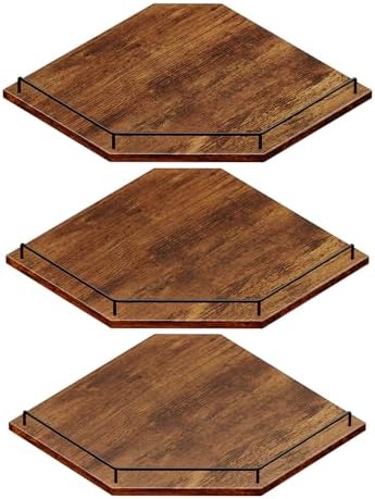 JJL Corner Shelf Wall Mounted, 12 Inches 3-Tier Floating Corner Shelf, Hexagon by Unknown