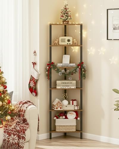 TUTOTAK Corner Shelf, 6-Tier Corner Bookshelf - Image 7
