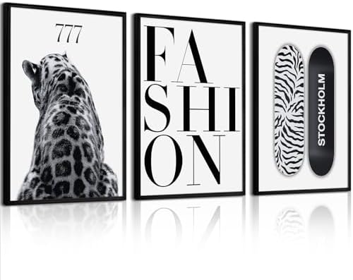 Youillne Trendy Leopard Wall Art Black White Cheetah Wall Decor Fashion by Youillne