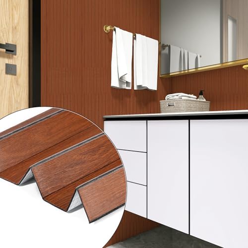 3D Faux Wood Slat Wall Panel – Peel and Stick Self Adhesive Soundproof Foam - Image 2