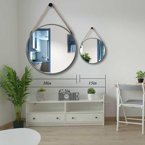 POZINO 15" Small Round Hanging Mirror, Circle Wall Mirror - Image 6