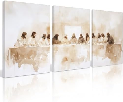 Jesus Wall Art Set of 3 Last Supper Wall Decor Christian Canvas Wall Art by Baccone