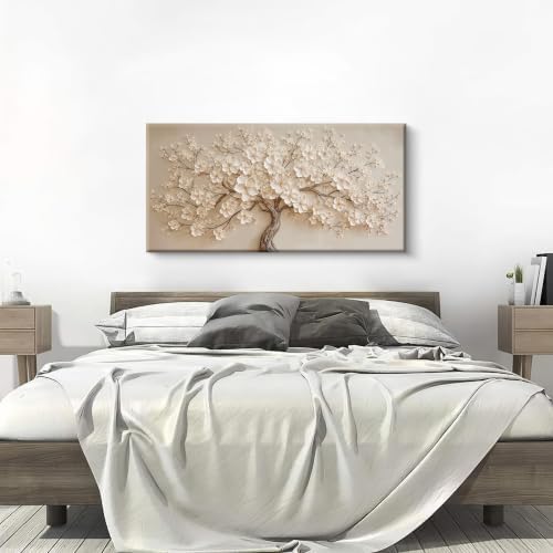 I@U Modern White Tree Of Life Canvas Wall Art Decor - Image 2