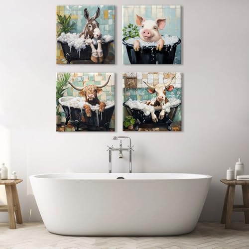 Funny Kids Bathroom Decor Cute Animals Wall Art Farmhouse Baby Room Decor - Image 5