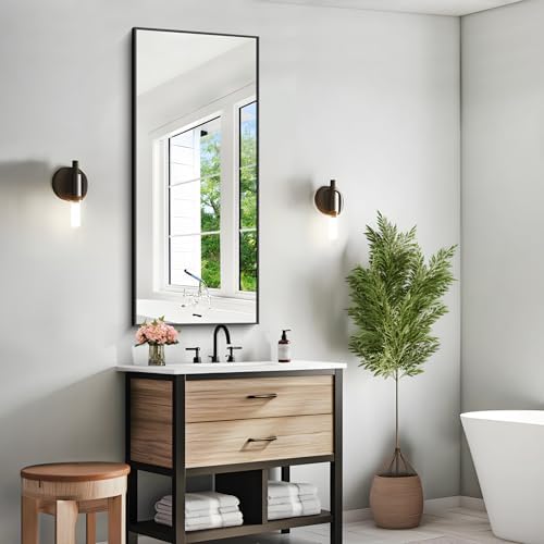 KOCUUY Black Mirror 20x48 Inch, Metal Framed Mirror - Image 3