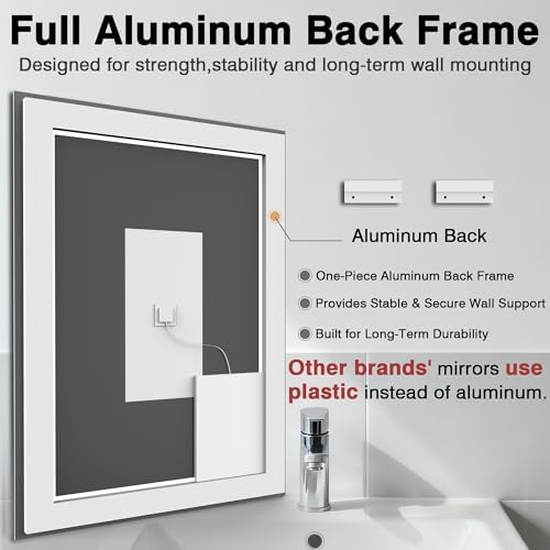 EchosLife 40"x30" LED Lights Bathroom Mirror - Image 3
