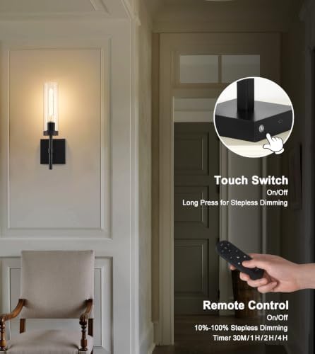 SANTOSTOCK Black Wireless Wall Sconces - Image 3