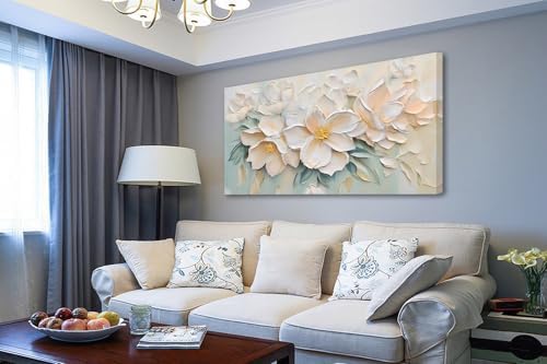 Anolyfi Large White Floral Canvas Wall Art - Image 7