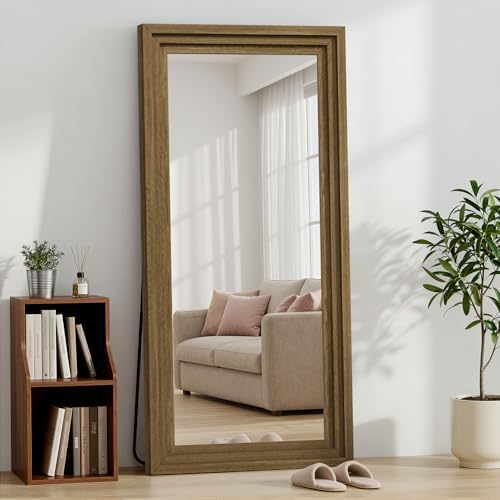Wood Full Length Mirror 71"x30", Large Solid Wood Frame Floor Mirror by WISSMIELSHOME