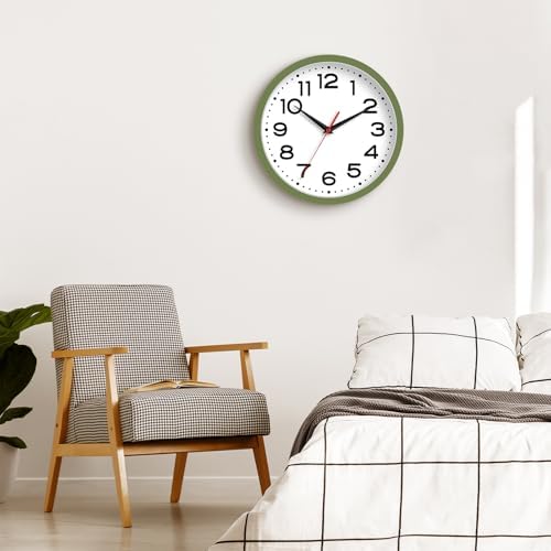 Roymnie 8 Inch Small Wall Clock, Battery Operated Silent Non Ticking Green - Image 5