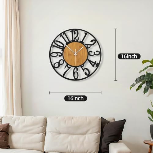 Maxstar Round Wall Clock for Living Room Decor Battery Operated Non Ticking - Image 2