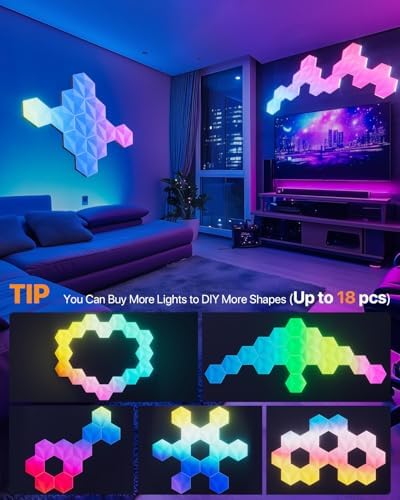 10 Pack Hexagon Led Lights, 110cm Smart Hexagon Light Panels, Hexagon Wall - Image 5