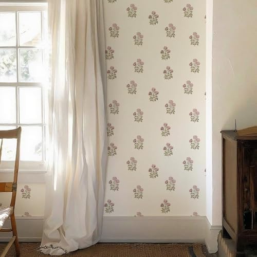 17.3" × 118.1" Vintage Floral Wallpaper Retro Rose Flower Contact Paper - Image 6