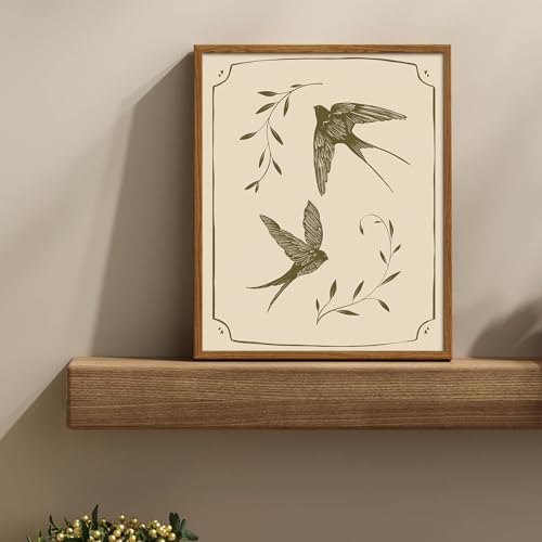 uniro Vintage Swallow Wall Art Cute Bird Canvas Prints Bedroom Bathroom Shelf - Image 2