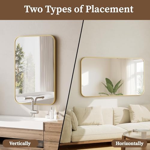 BEAUTYPEAK 24" x 36" Rectangular Aluminum Alloy Frame Wall Mounted Bathroom - Image 4