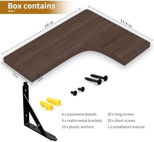 ROMGUAR CRAFT Corner Floating Shelves Wall Mounted Set of 4 - Image 4