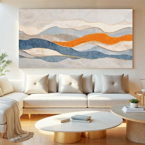 Large Blue And White Abstract Wall Art - Image 6